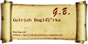 Gulrich Boglárka névjegykártya